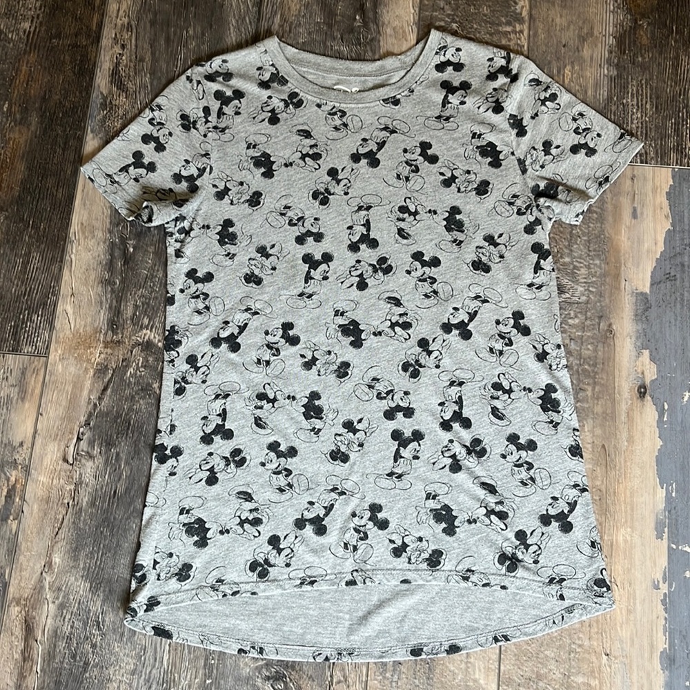 (XS) Disney Gray Black Mickey & Minnie Tee Shirt